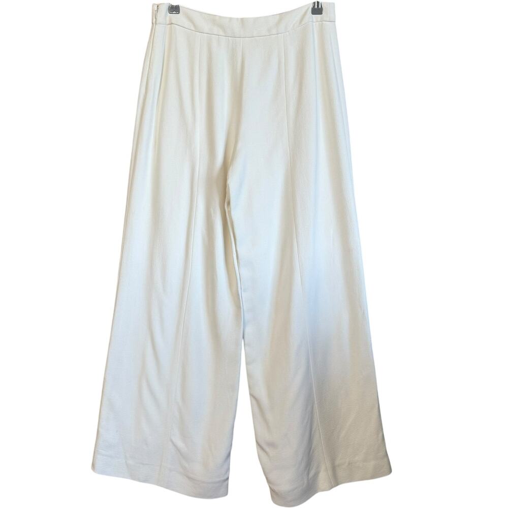 Narciso Rodriguez Wide Leg Pants Size 40 High Waisted Flat Front Side Zipper - Picture 2 of 6